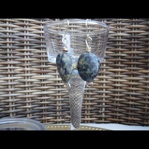 14k Gold  and Moss Agate 1.5” Drop Earrings